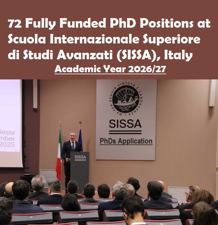 72 PhD Positions Fully Funded at SISSA Italy